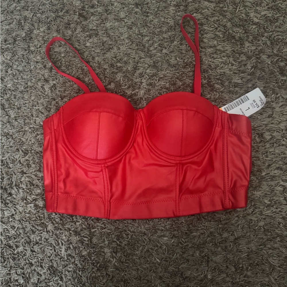 Red Satin Bustier Top